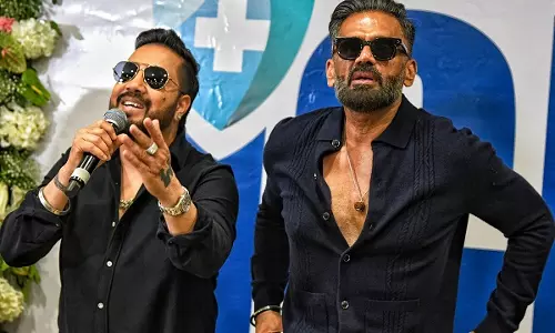 Actor Sunil Shetty and singer Mika Singh attend the inauguration of the Indian Cancer Institute