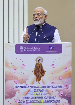 Prime Minister Narendra Modi attends the International Abhidhamma Divas programme Prime Minister Narendra Modi attends the International Abhidhamma Divas programme