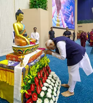 Prime Minister Narendra Modi attends the International Abhidhamma Divas programme Prime Minister Narendra Modi attends the International Abhidhamma Divas programme