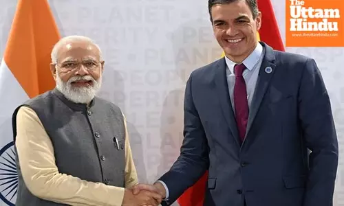 Spanish President Pedro Sanchez arrives in Vadorara, to meet PM Modi today