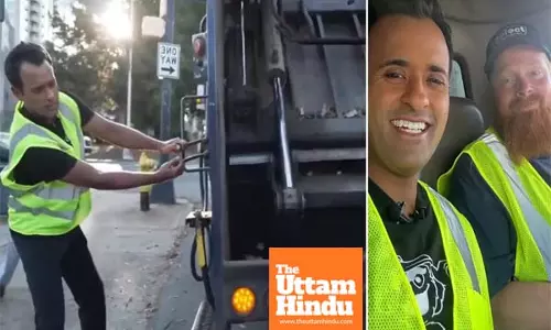 Multi-millionaire Ramaswamy picks up garbage protesting Bidens remarks against Trump supporters