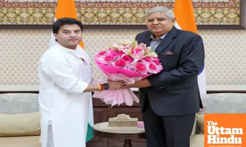 Union Minister Jyotiraditya M. Scindia calls on the VP Jagdeep Dhankhar