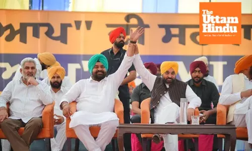 Bhagwant Mann campaigns for AAP candidate Gurdeep Randhawa in Dera Baba Nanak, holds a rally in Kalanaur