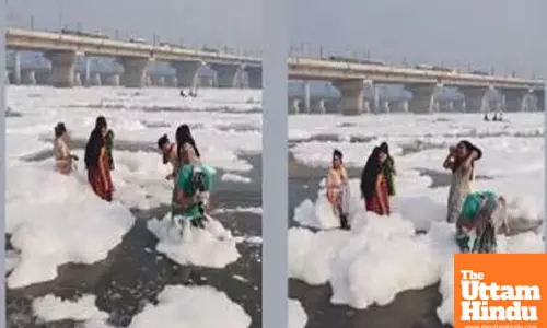 Chath puja rituals take a toxic turn: devotee washes hair with Yamuna’s polluted foam