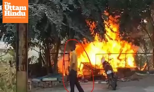 Shocking Video: Man Sets Home on Fire After Fight with wife, Smokes Cigarette Calmly