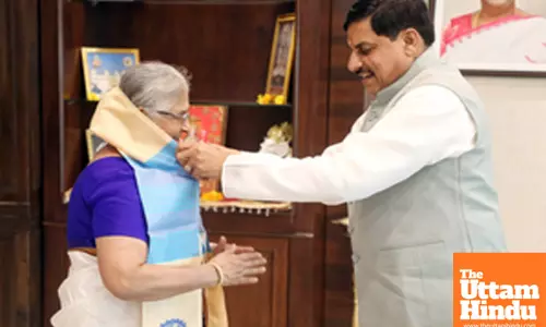 Bhopal: Rajya Sabha MP and Chairperson of The Murty Trust Sudha Murthy meets Madhya Pradesh Chief Minister Mohan Yadav