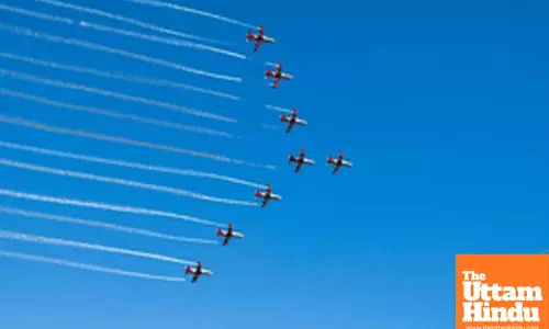 IAFs Suryakiran Aerobatic Team dazzles Hyderabad skies