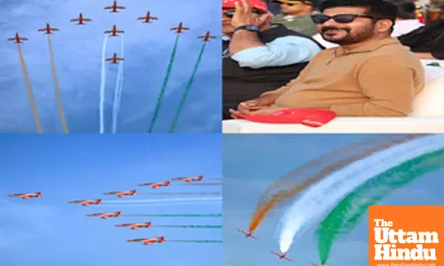 IAFs Suryakiran Aerobatic Team dazzles Hyderabad skies