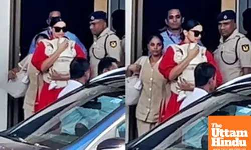 Deepika Padukone holds onto baby Dua as she exits Mumbai airport