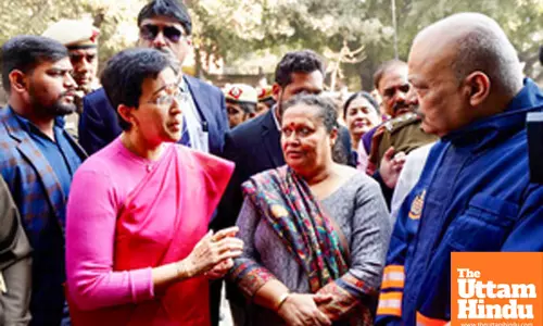 New Delhi: Delhi Chief Minister Atishi inspects the site of a fire that broke out at a restaurant in Rajouri Garden