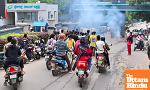 Bengaluru : Fans of actor Darshan burst crackers and celebrate in front of BGS Hospital