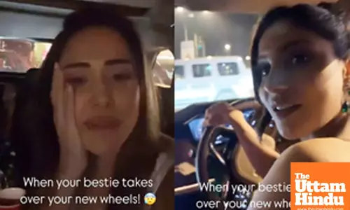 Nushrratt hilariously panics as ‘bestie’ Ishita Raj takes over her new wheels