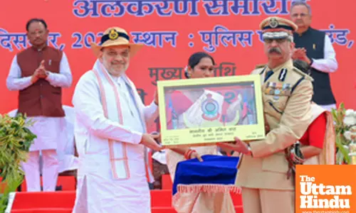 Raipur: Union Home Minister Amit Shah attends a ceremony to honour the Chhattisgarh Police with the ‘President’s Colours Award’