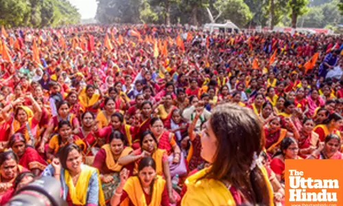 Bhubaneswar: Mass Protest by Anganwadi Workers