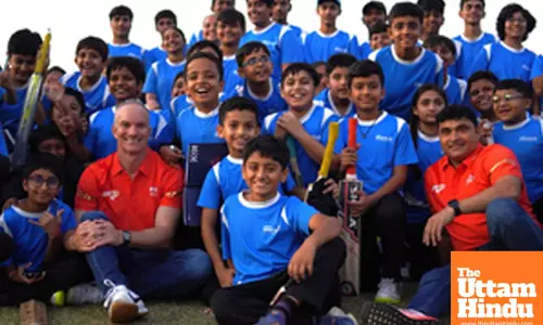 Gujarat Giants coaches Klinger, Tambe visit Adani Sportsline Cricket Academy