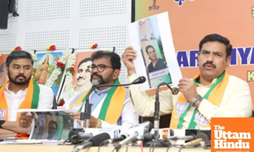 Bengaluru: BJP State President B.Y. Vijayendra addressing a press conference