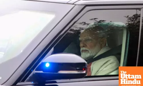 New Delhi: PM Narendra Modi leaves Nigambodh Ghat after attending the state funeral of former PM Manmohan Singh