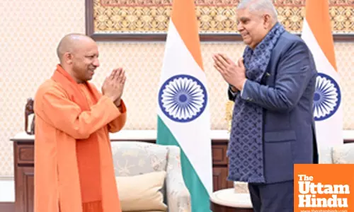 New Delhi: Uttar Pradesh Chief Minister Yogi Adityanath meets Vice President Jagdeep Dhankhar