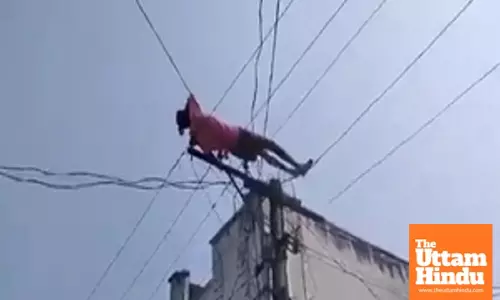 Drunk man climbs electric pole, lies down on wires in Andhra Pradesh