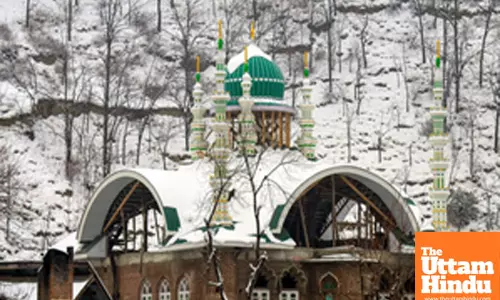 Baramulla: A mosque covered in snow after a fresh snowfall