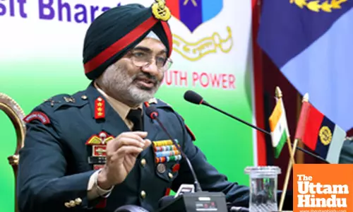 New Delhi: DG, National Cadet Corps (NCC), Lt Gen Gurbirpal Singh addresses a press conference on NCC Republic Day Camp 2025