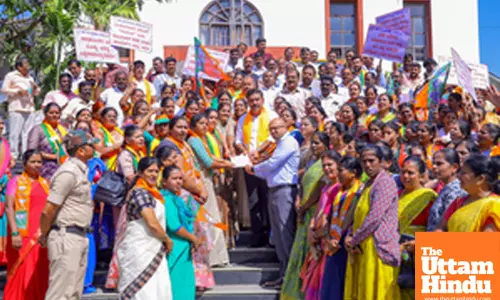 Bengaluru: BJP leaders and workers hold protest march, demanding resignation of state Minister Priyank Kharge over contractor Sachin Panchal’s suicide case