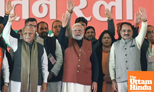 New Delhi: PM Narendra Modi attends a public meeting in Rohini