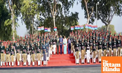 New Delhi: Vice-President Jagdeep Dhankhar visits the Flag Area during the inauguration of the NCC Republic Day Camp-2025
