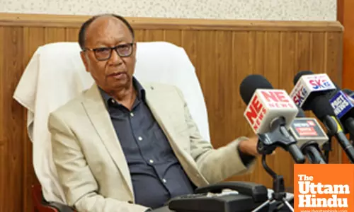 Imphal: Manipur Minister Y. Khemchand addresses a press conference