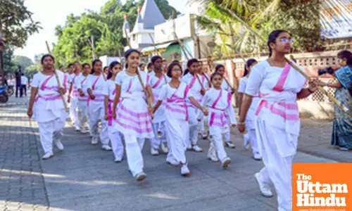 Nagpur: Members of Rashtra Sevika Samiti participate in a Path-Sanchalan procession