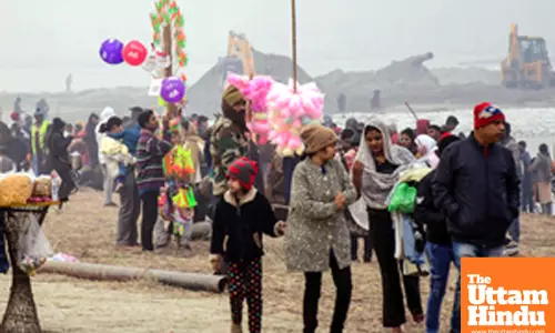 Prayagraj: Devotees visit the banks of the river Ganga ahead of the Maha Kumbh Mela 2025