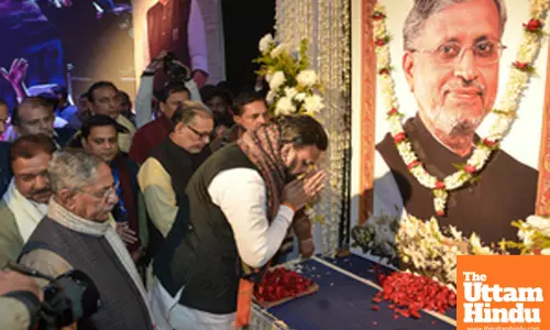 Patna: Bihar Deputy CM Samrat Choudhary pays tribute to Sushil Kumar Modi on his birth anniversary