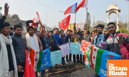 Patna: Members of various student organisations stage a protest