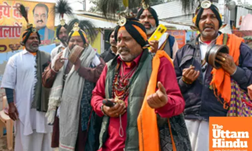 Prayagraj: Jangham Sadhus perform rituals at the Sangam area in Prayagraj for the Maha Kumbh Mela 2025