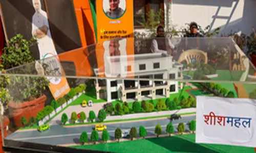 New Delhi: A replica of the Sheesh Mahal is set up at the Delhi BJP office