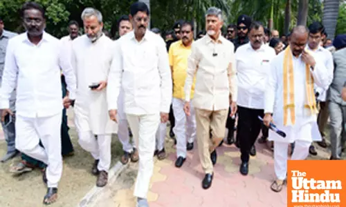 Tirupati: Andhra Pradesh Chief Minister N. Chandrababu Naidu inspects the Tirupati stampede site
