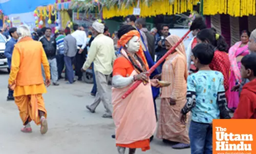 Kolkata: Sadhus and devotees gather at Babughat Transit Camp ahead of the Ganga Sagar Mela