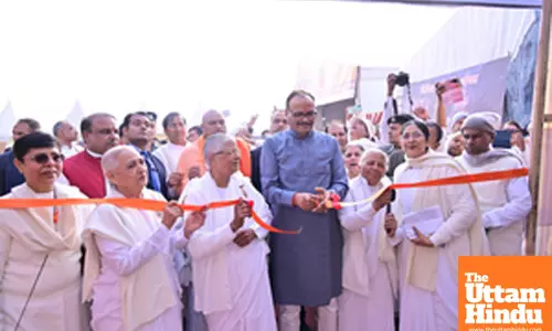 Prayagraj: Uttar Pradesh Deputy Chief Minister Brajesh Pathak inaugurates the Swarnim Bharat Gyan Kumbh Pandal of Brahmakumari