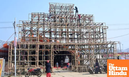Prayagraj: Preparations work underway near Sangam for the Maha Kumbh Mela 2025