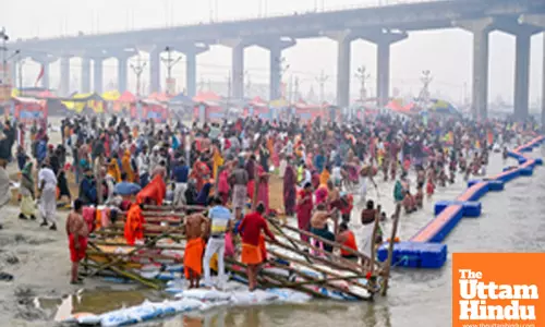 Prayagraj: Devotees gather to take a holy dip in the Sangam ahead of the Maha Kumbh Mela 2025