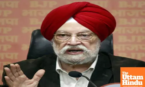 New Delhi: Union Minister Hardeep Singh Puri addresses a press conference