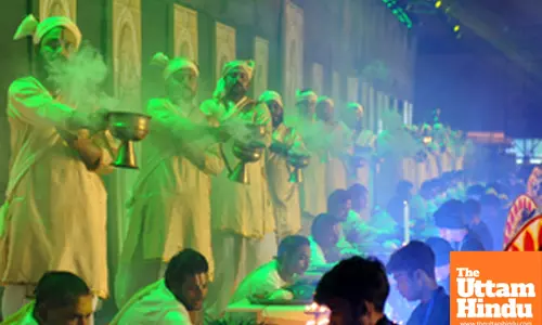 South 24 Parganas: Priests perform Ganga Arati on the occasion of Makar Sankranti at the Gangasagar Mela