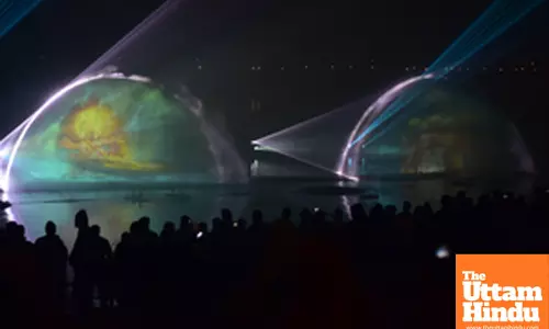 Prayagraj: A spectacular laser show mesmerises the crowd at the banks of the Sangam ahead of the Maha Kumbh 2025