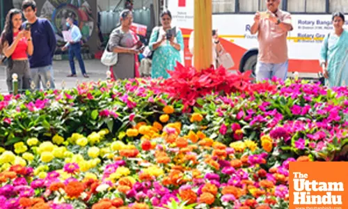 Bengaluru: Visitors during the inauguration Republic Day flower show