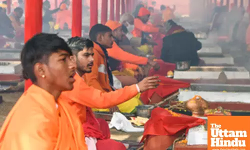 Prayagraj: Priests perform rituals and offer prayers during a large-scale Yajna ceremony