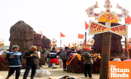 Prayagraj: Shivlingas crafted from approximately seven crore Rudraksha beads on display