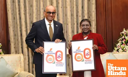 New Delhi: Unveiling of a joint logo to commemorate the 60th anniversary of establishment of diplomatic relations between the two nations