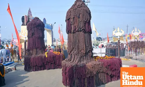 Prayagraj: Shivlingas crafted from approximately seven crore Rudraksha beads on display