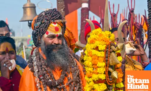 Prayagraj: Sadhus at their camp near the Sangam on the fifth day of the 45-day-long Maha Kumbh Mela 2025