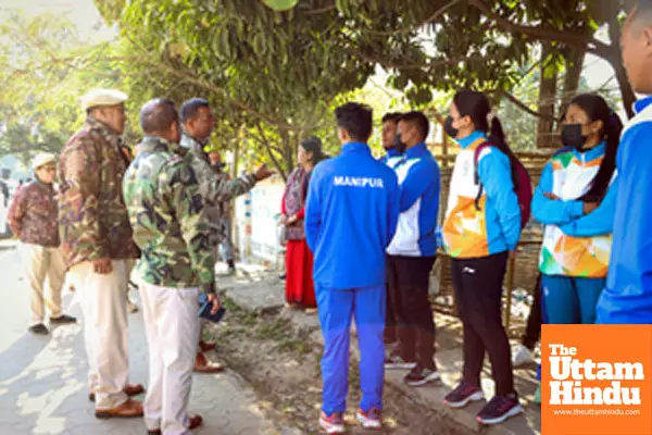 Imphal: Athletes protest outside Chief Minister N. Biren Singhs residence Imphal: Athletes protest outside Chief Minister N. Biren Singhs residence
